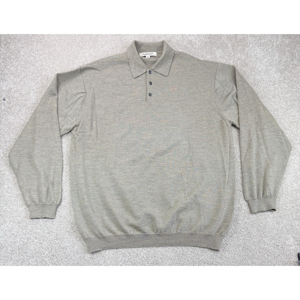 Pronto Uomo Sweater Men's XLT Heathered Tan 100% Merino Extra Fine Wool Italy